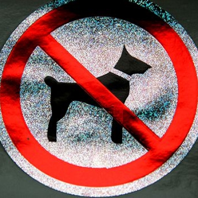 Наклейка №10 Запрещается вход (проход) с животными (тиснённая)